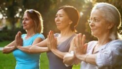 women doing yoga